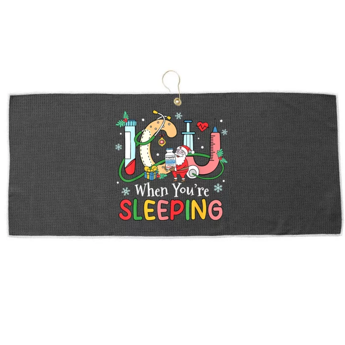 Christmas Icu Nurse Crew Santa Icu When YourRe Sleeping Large Microfiber Waffle Golf Towel