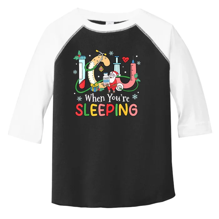 Christmas Icu Nurse Crew Santa Icu When YourRe Sleeping Toddler Fine Jersey T-Shirt