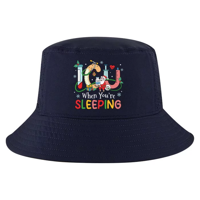 Christmas ICU Nurse Crew Santa ICU When Your're Sleeping Cool Comfort Performance Bucket Hat