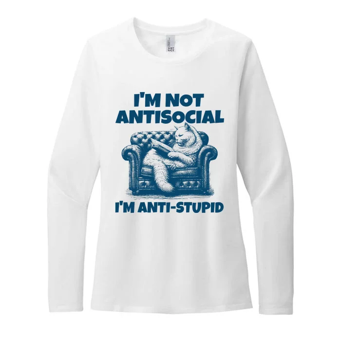 Cat Im Not Antisocial Im Anti Stupid Blue Womens CVC Long Sleeve Shirt