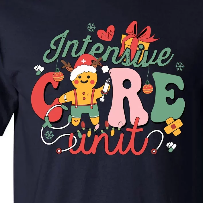 Christmas Icu Nurse Hospital Gingerbread Intensive Care Unit Tall T-Shirt