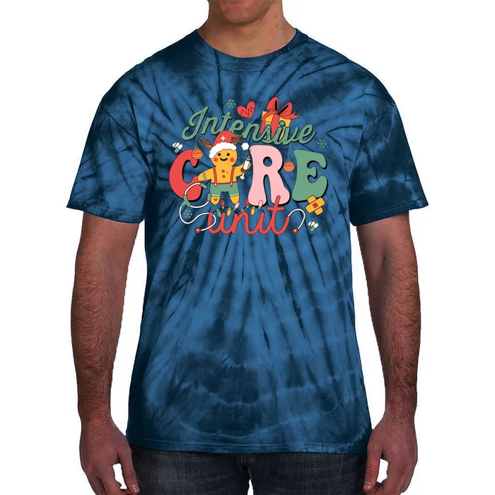 Christmas Icu Nurse Hospital Gingerbread Intensive Care Unit Tie-Dye T-Shirt