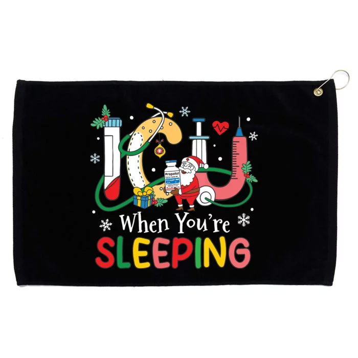 Christmas Icu Nurse Crew Santa Icu When Yourre Sleeping Grommeted Golf Towel