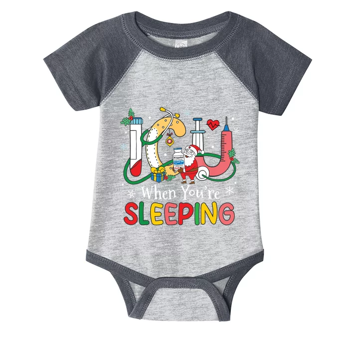 Christmas Icu Nurse Crew Santa Icu When Yourre Sleeping Infant Baby Jersey Bodysuit