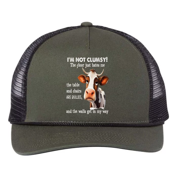 Cow IM Not Clumsy The Floor Just Hates Me The Table Retro Rope Trucker Hat Cap