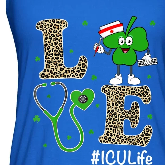 Cute Irish Nurse St Patricks Day Leopard Love Icu Nurse Life Cool Gift Ladies Essential Flowy Tank