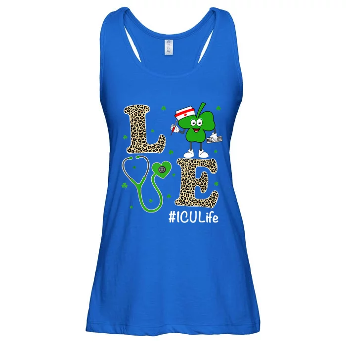 Cute Irish Nurse St Patricks Day Leopard Love Icu Nurse Life Cool Gift Ladies Essential Flowy Tank