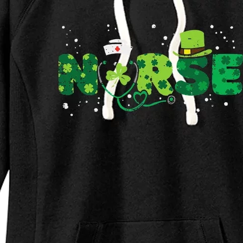 Cute Irish Nurse Stethoscope Scrub St Patricks Day Nurses Women Women's Fleece Hoodie