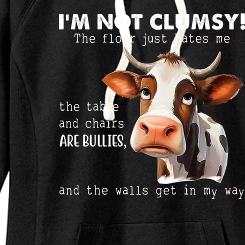 Cow Im Not Clumsy The Floor Just Hates Me Funny Women's Fleece Hoodie