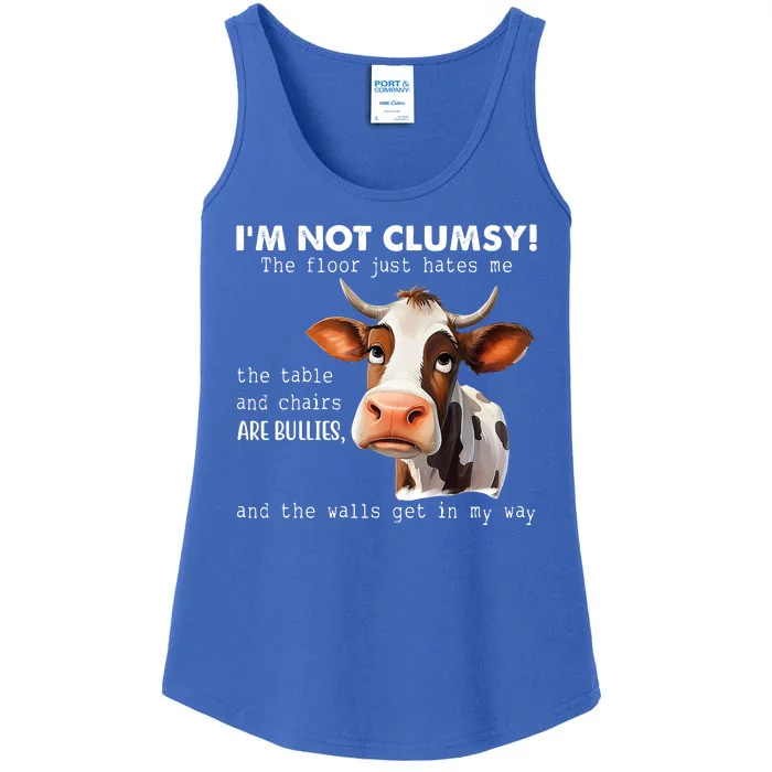 Cow Im Not Clumsy The Floor Just Hates Me Funny Ladies Essential Tank