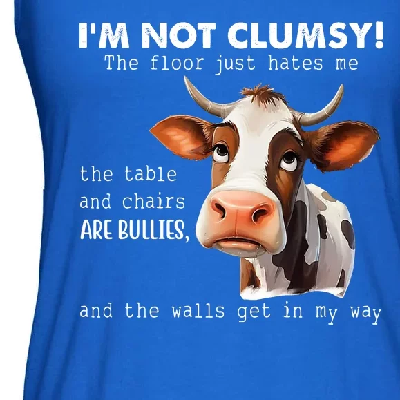 Cow Im Not Clumsy The Floor Just Hates Me Funny Ladies Essential Flowy Tank