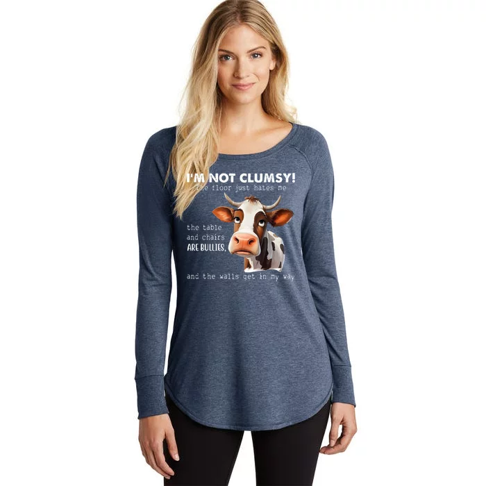 Cow Im Not Clumsy The Floor Just Hates Me Funny Women's Perfect Tri Tunic Long Sleeve Shirt