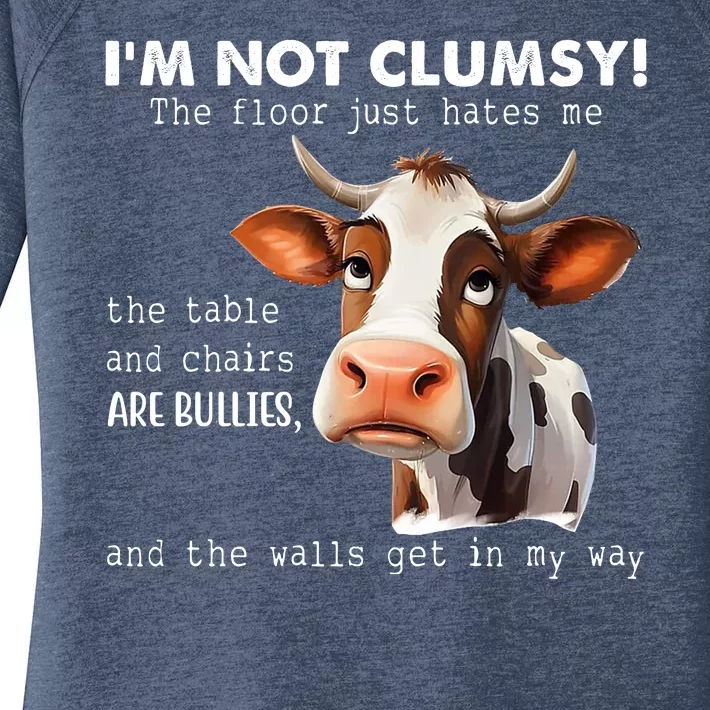 Cow Im Not Clumsy The Floor Just Hates Me Funny Women's Perfect Tri Tunic Long Sleeve Shirt