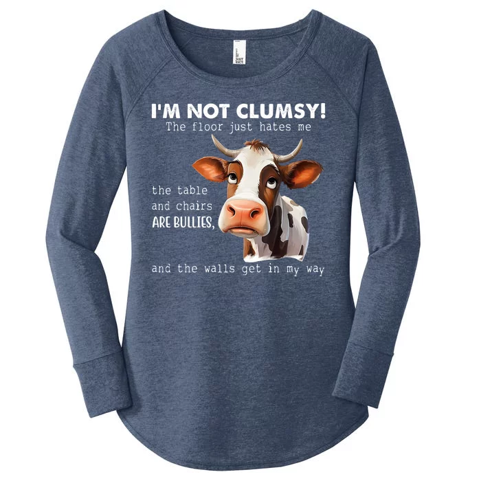 Cow Im Not Clumsy The Floor Just Hates Me Funny Women's Perfect Tri Tunic Long Sleeve Shirt