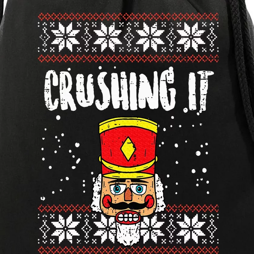 Crushing It Nutcracker Ugly Christmas Xmas Drawstring Bag