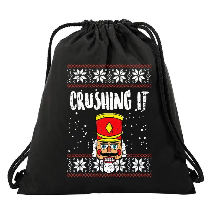 Crushing It Nutcracker Ugly Christmas Xmas Drawstring Bag