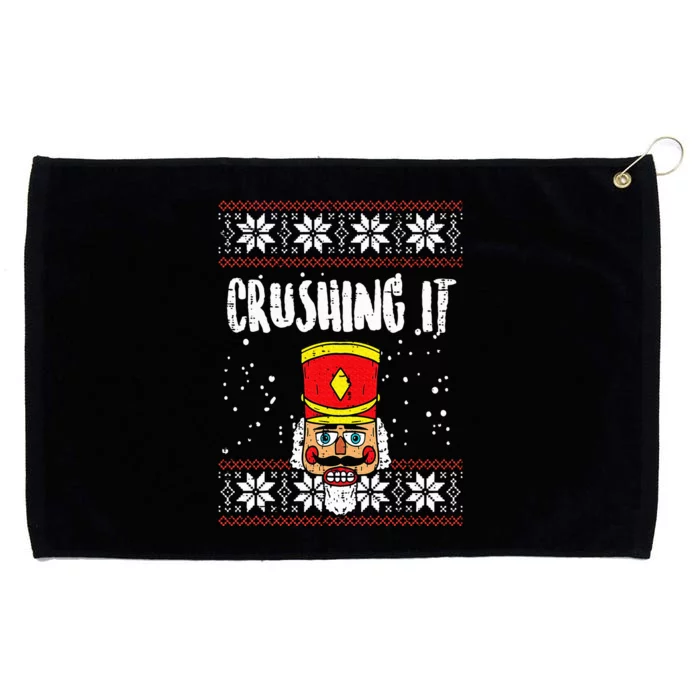 Crushing It Nutcracker Ugly Christmas Xmas Grommeted Golf Towel