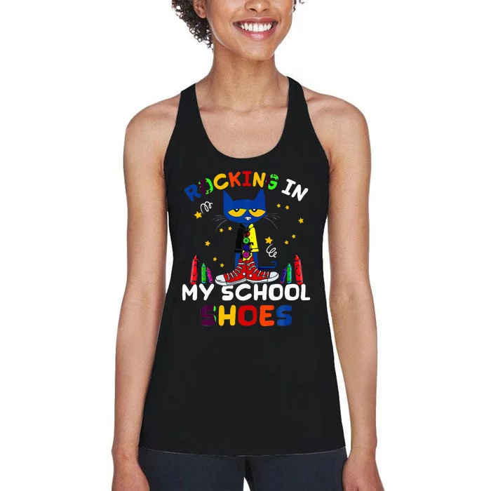 Catrocking I N Myschoolshoesback Toschoolcatlover Women's Racerback Tank