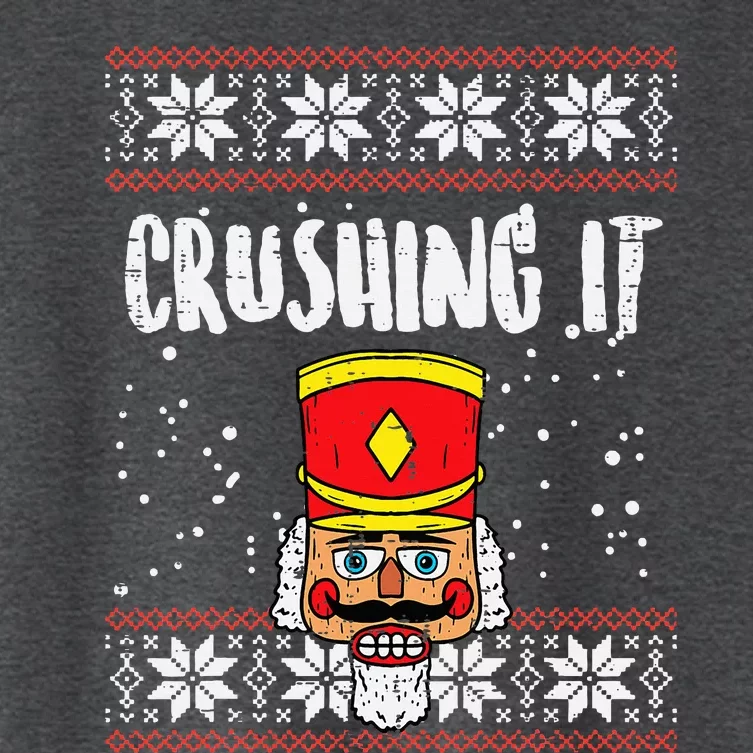 Crushing It Nutcracker Ugly Christmas Xmas Women's Crop Top Tee