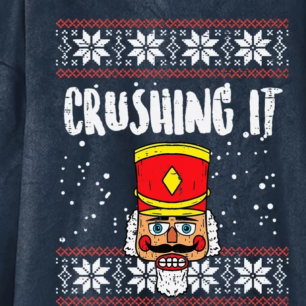 Crushing It Nutcracker Ugly Christmas Xmas Hooded Wearable Blanket