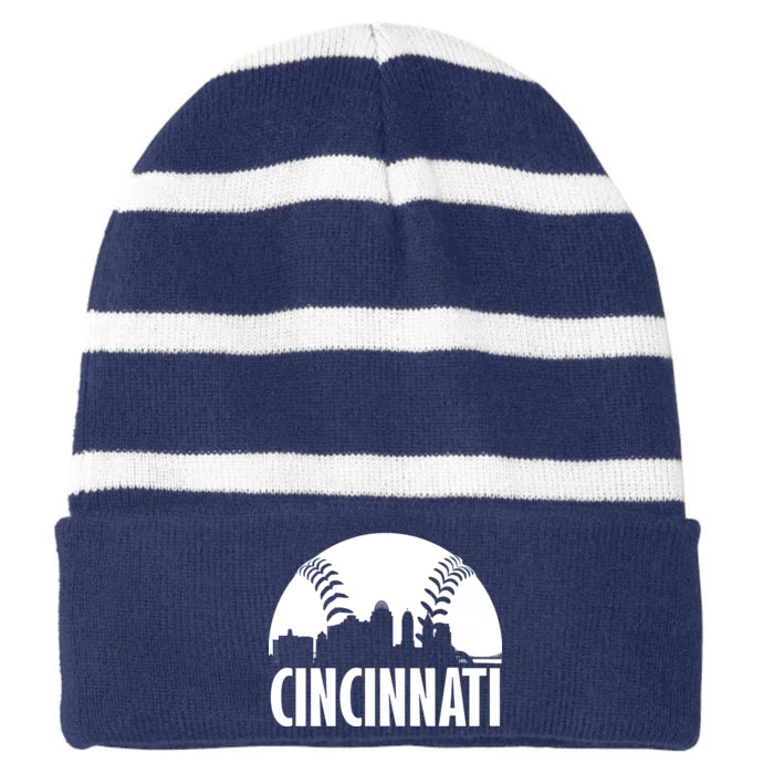 Cincinnati Baseball Skyline Striped Beanie with Solid Band