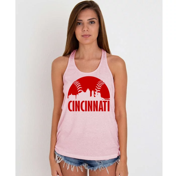 Cincinnati Baseball Skyline Women's Knotted Racerback Tank