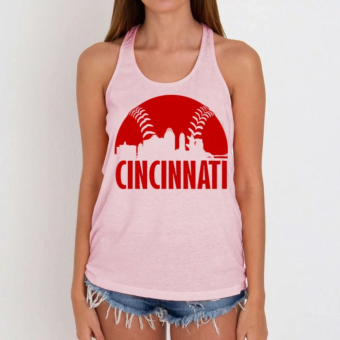 Cincinnati Baseball Skyline Women's Knotted Racerback Tank