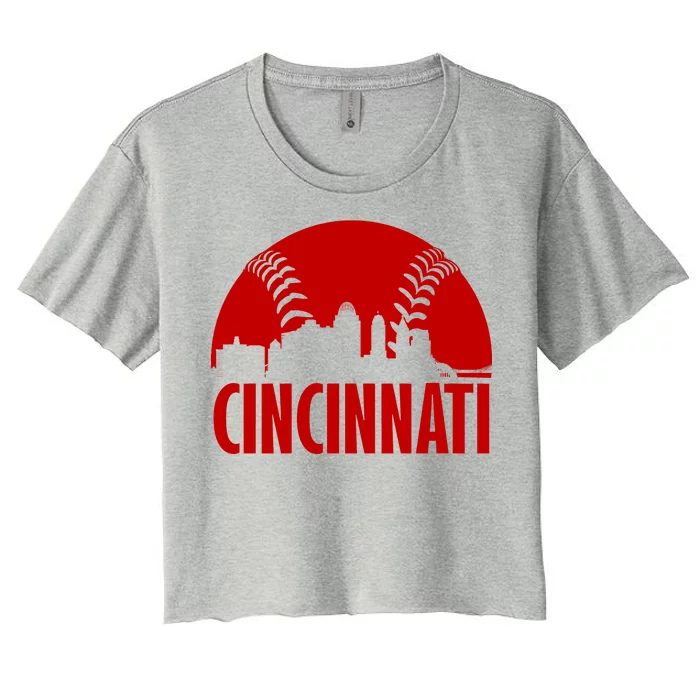 Cincinnati Baseball Skyline Women's Crop Top Tee