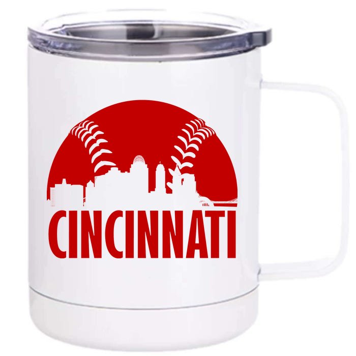 Cincinnati Baseball Skyline Front & Back 12oz Stainless Steel Tumbler Cup