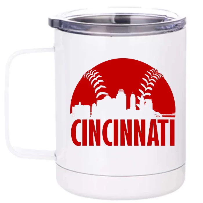 Cincinnati Baseball Skyline Front & Back 12oz Stainless Steel Tumbler Cup