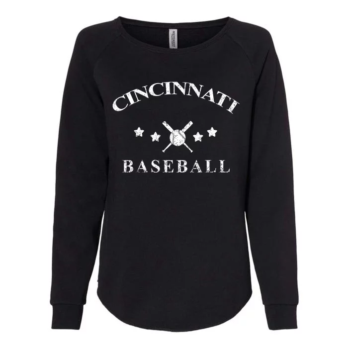 Cincinnati Vintage Baseball Throwback Retro Womens California Wash Sweatshirt