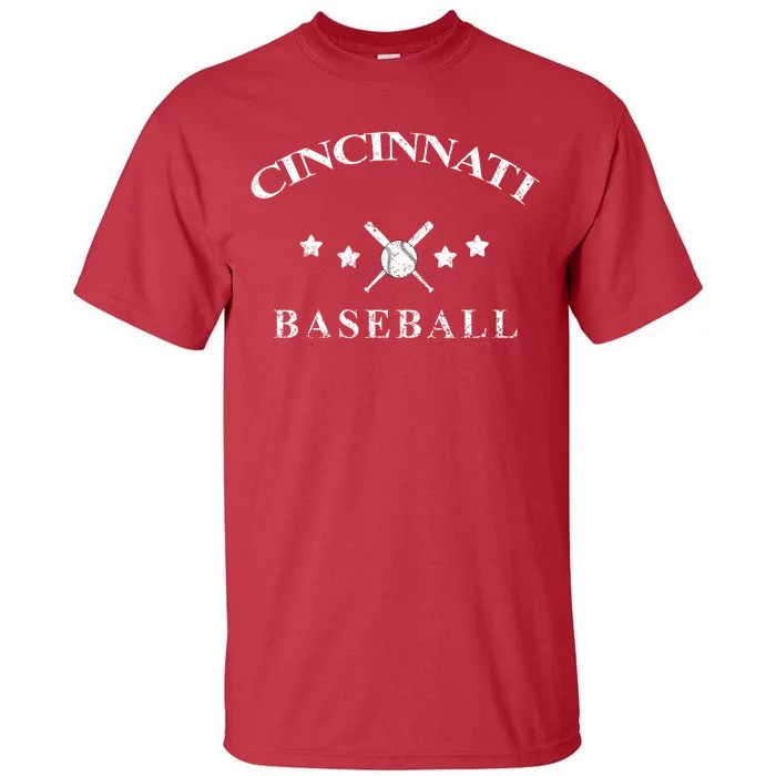 Cincinnati Vintage Baseball Throwback Retro Tall T-Shirt