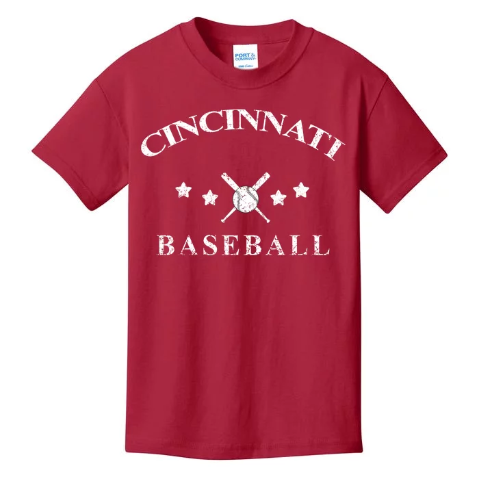 Cincinnati Vintage Baseball Throwback Retro Kids T-Shirt