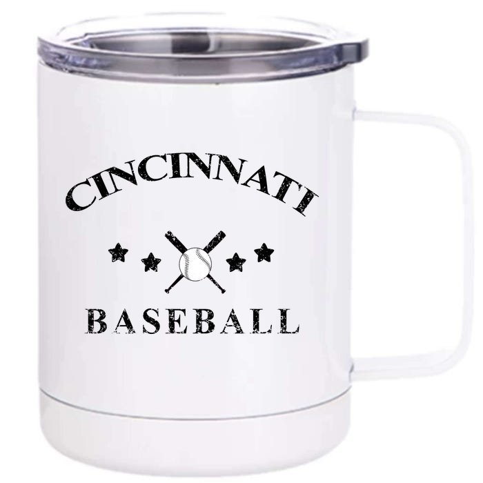 Cincinnati Vintage Baseball Throwback Retro Front & Back 12oz Stainless Steel Tumbler Cup