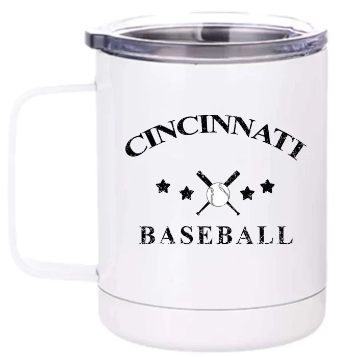 Cincinnati Vintage Baseball Throwback Retro Front & Back 12oz Stainless Steel Tumbler Cup