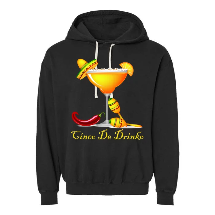 Cinco De Drinko Margarita Mayo Funny Day of the Dead Garment-Dyed Fleece Hoodie