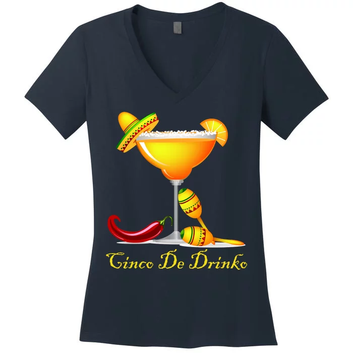 Cinco De Drinko Margarita Mayo Funny Day of the Dead Women's V-Neck T-Shirt