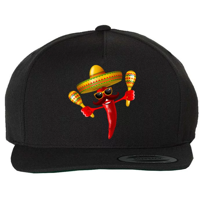 Cinco De Mayo Chili Pepper Dancing Moustache Mexican Wool Snapback Cap