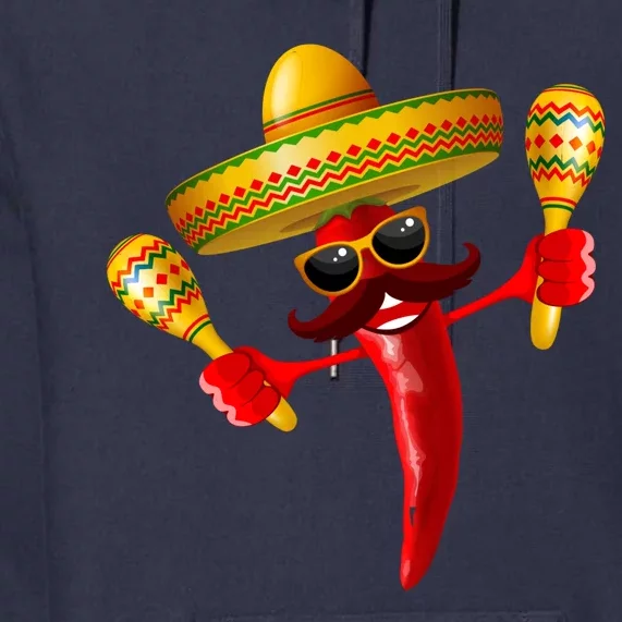 Cinco De Mayo Chili Pepper Dancing Moustache Mexican Premium Hoodie