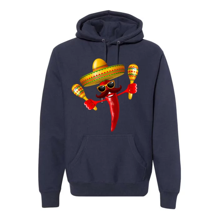 Cinco De Mayo Chili Pepper Dancing Moustache Mexican Premium Hoodie