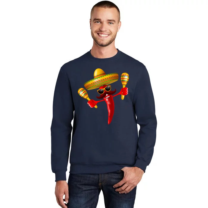 Cinco De Mayo Chili Pepper Dancing Moustache Mexican Tall Sweatshirt