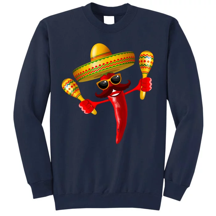 Cinco De Mayo Chili Pepper Dancing Moustache Mexican Tall Sweatshirt