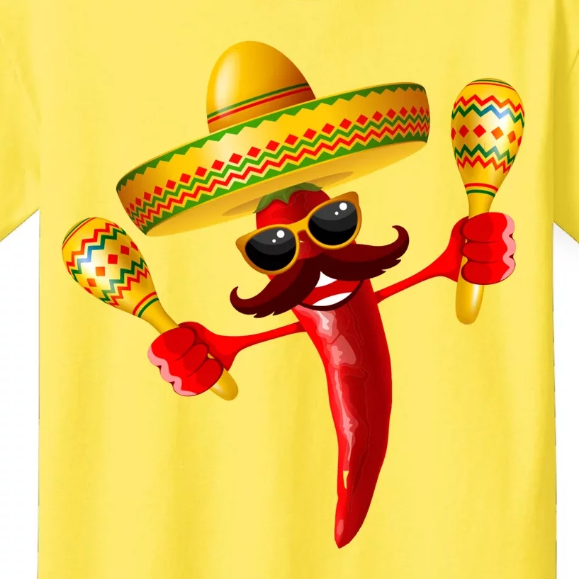 Cinco De Mayo Chili Pepper Dancing Moustache Mexican Kids T-Shirt