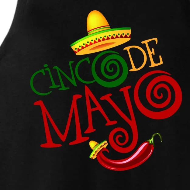 Cinco De Mayo Day of the Dead Sombrero Chili Pepper Ladies Tri-Blend Wicking Tank