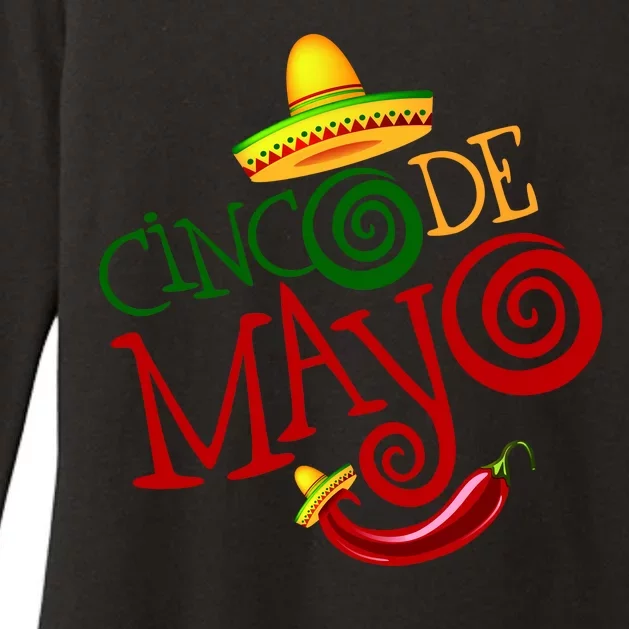 Cinco De Mayo Day of the Dead Sombrero Chili Pepper Womens CVC Long Sleeve Shirt