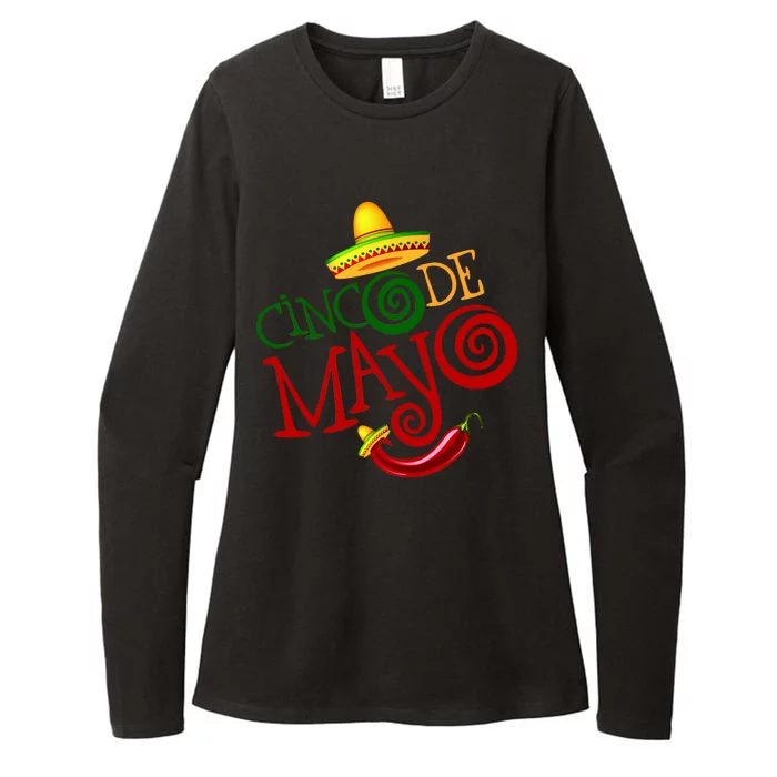 Cinco De Mayo Day of the Dead Sombrero Chili Pepper Womens CVC Long Sleeve Shirt