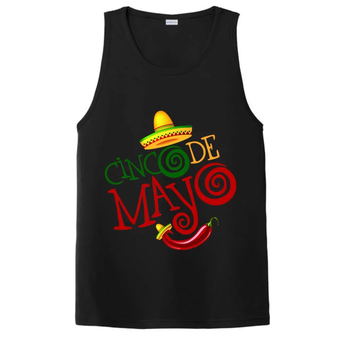 Cinco De Mayo Day of the Dead Sombrero Chili Pepper Performance Tank