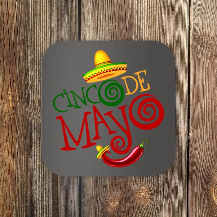 Cinco De Mayo Day of the Dead Sombrero Chili Pepper Coaster