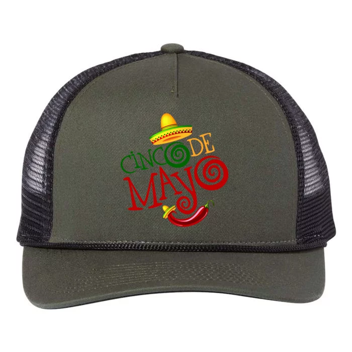 Cinco De Mayo Day of the Dead Sombrero Chili Pepper Retro Rope Trucker Hat Cap