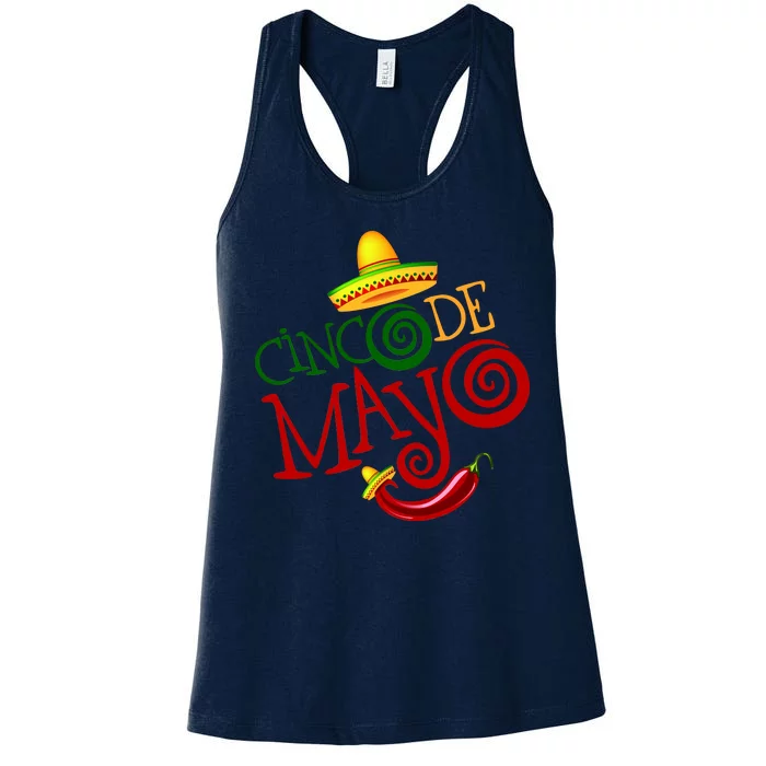 Cinco De Mayo Day of the Dead Sombrero Chili Pepper Women's Racerback Tank